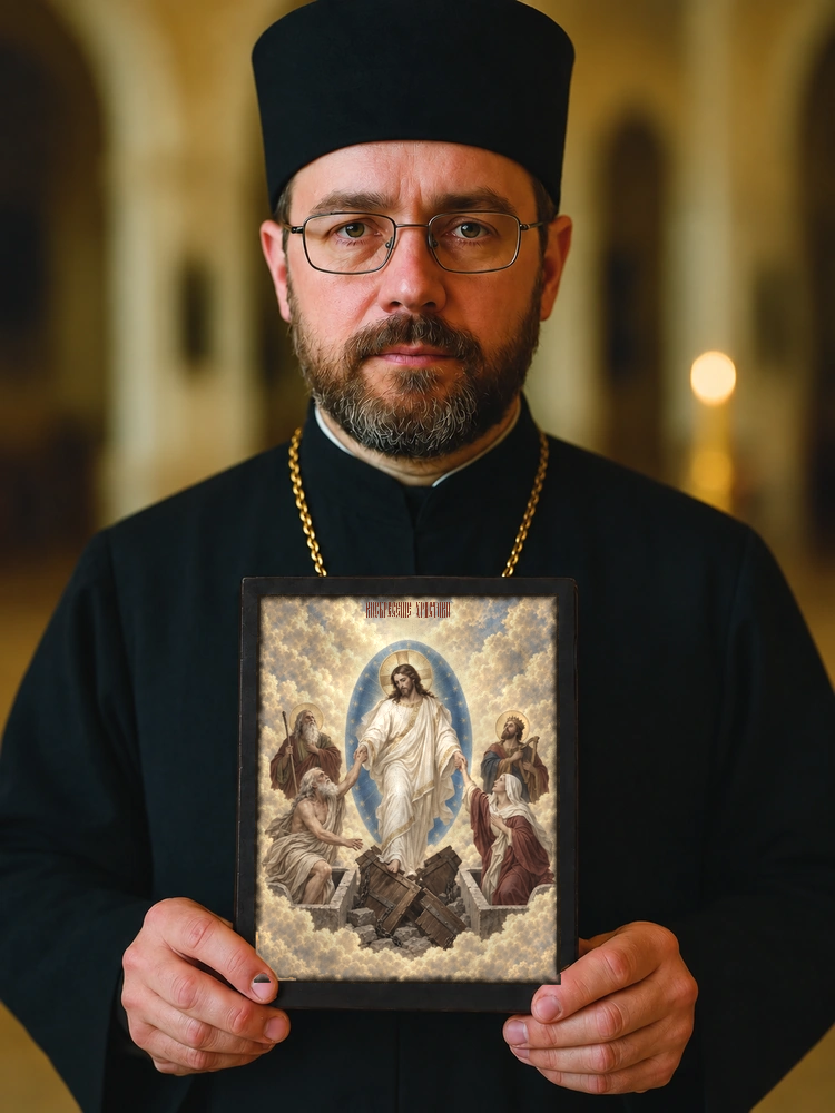 Воскресение Христово — храмовая живопись · потёртое золото — фото 4