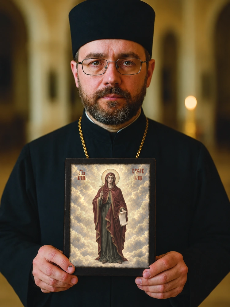 Параскева Пятница — храмовая живопись · потёртое золото — фото 4