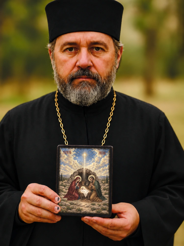Рождество Христово — храмовая живопись · потёртое золото — фото 2