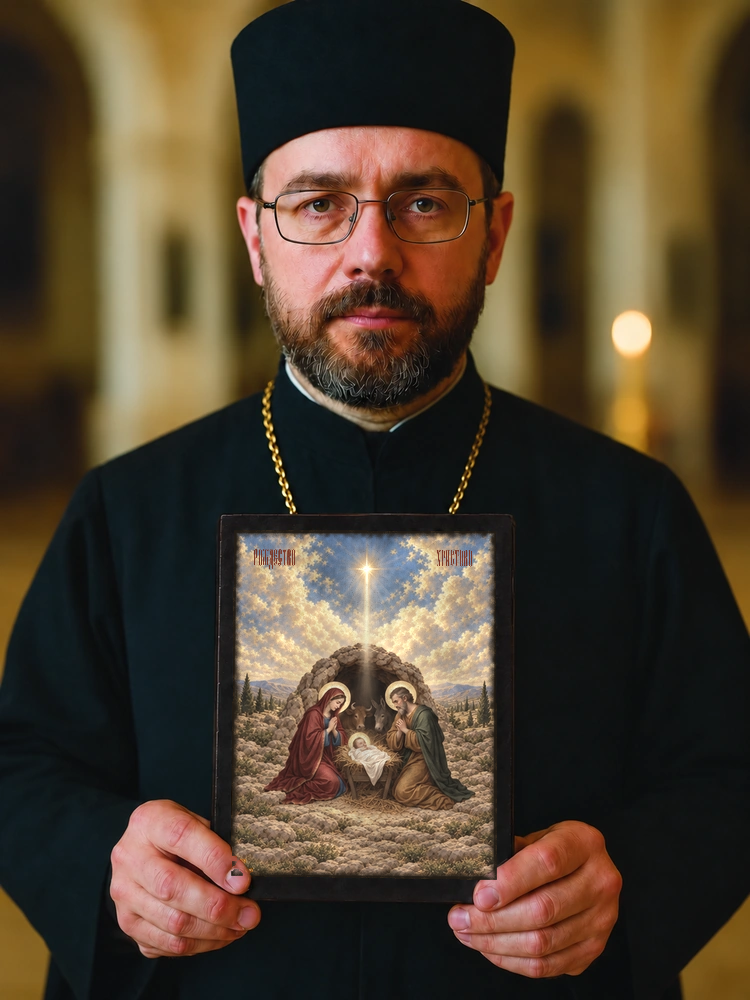 Рождество Христово — храмовая живопись · потёртое золото — фото 4