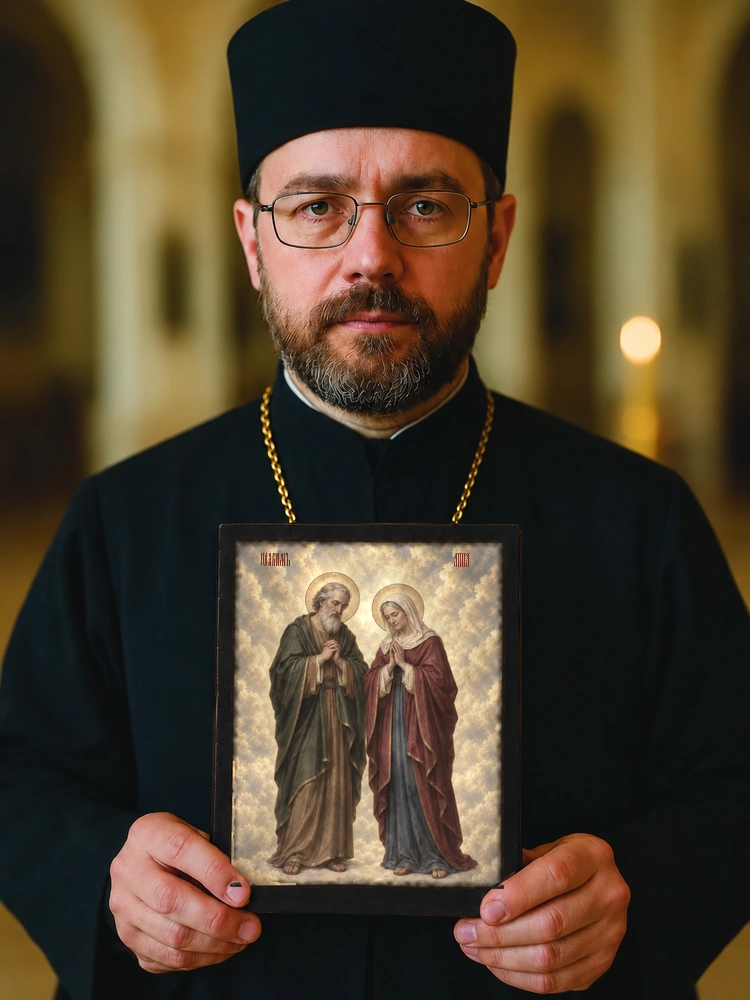 Иоаким и Анна — храмовая живопись · потёртое золото — фото 4