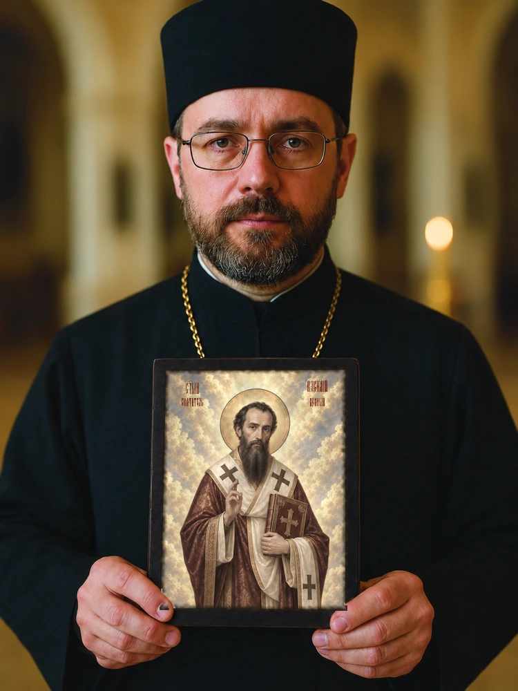 Василий Великий — храмовая живопись · потёртое золото — фото 4