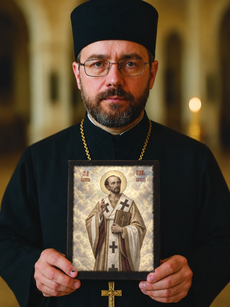Иоанн Златоуст — храмовая живопись · потёртое золото — фото 4