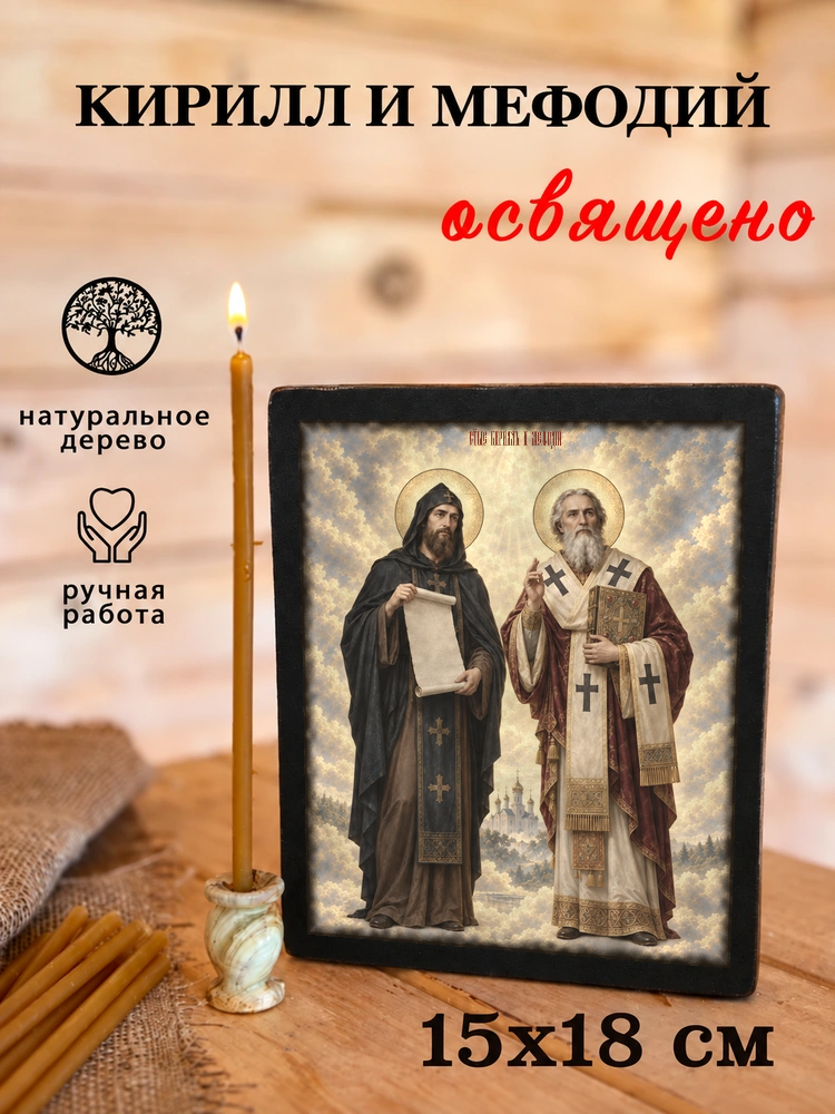 Кирилл и Мефодий — храмовая живопись · потёртое золото — фото 5
