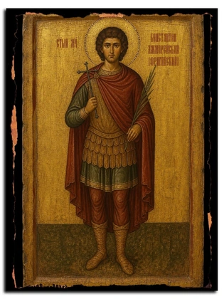 Константин Амморейский (Фригийский) мученик — икона на массиве сибирского кедра