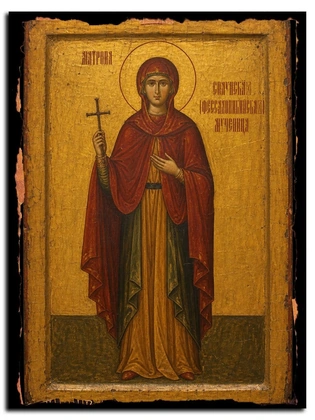 Матрона Солунская (Фессалоникийская) мученица — икона на массиве сибирского кедра