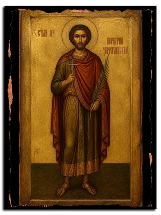 Перегрин Диррахийский мученик — икона на массиве сибирского кедра