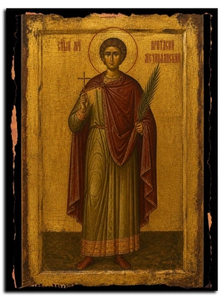 Протасий Медиоланский, мученик — икона на массиве сибирского кедра
