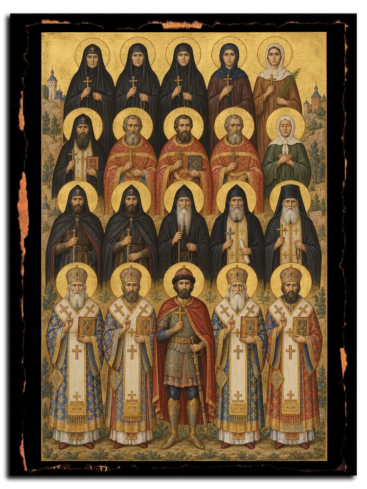 Собор Тульских святых — икона на дереве
