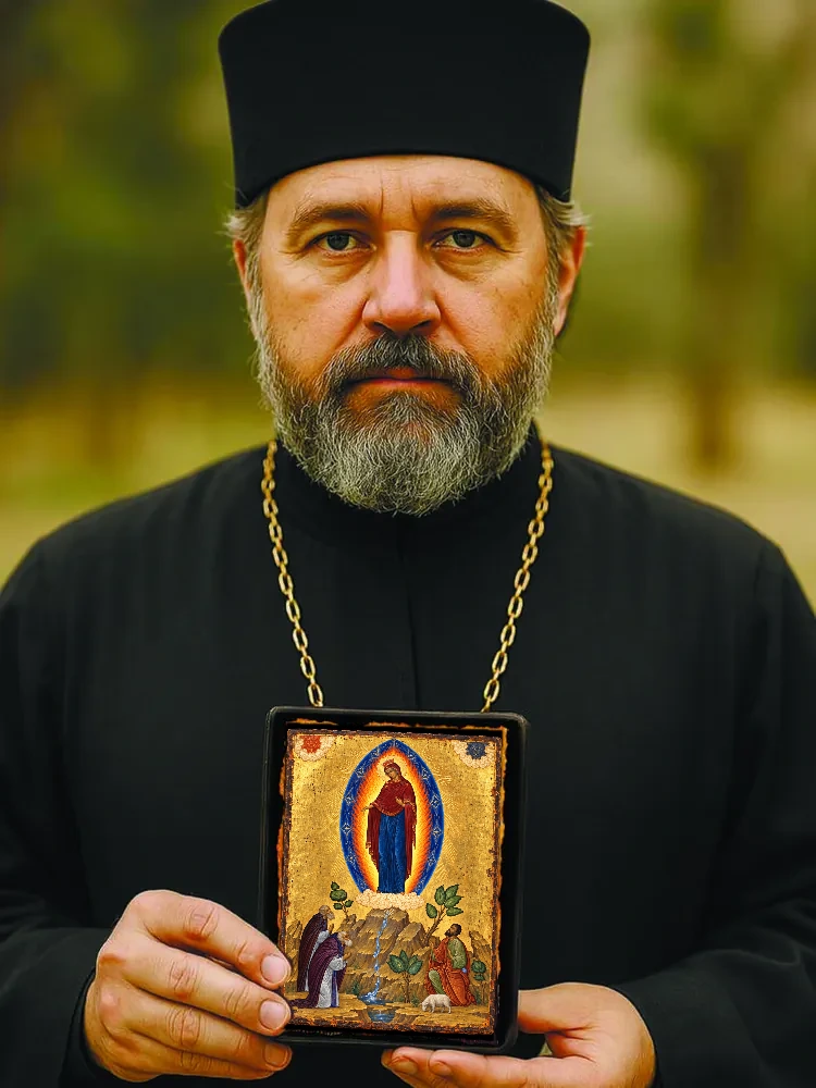 Всемилостивая (Киккская) икона Божией Матери — В руках мастера (малый формат 10×12 см)