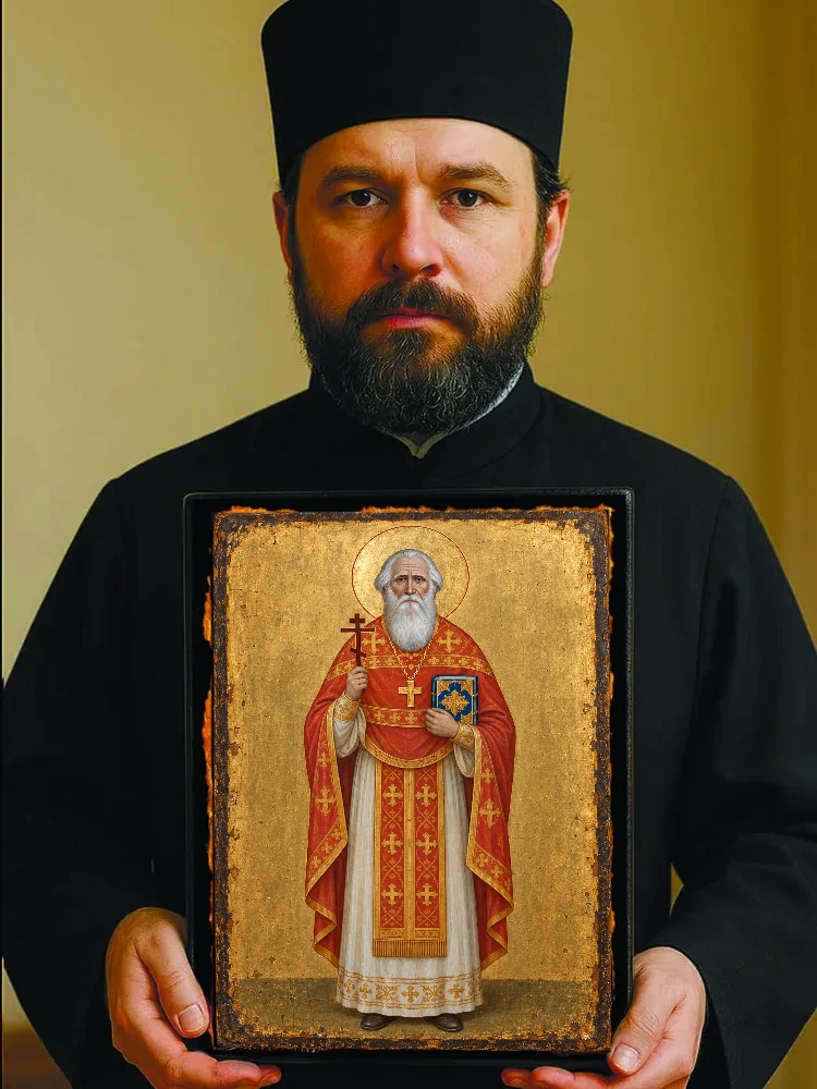 Алексий Лельчицкий, священномученик — Резной оборот с крестом «Спаси и сохрани»