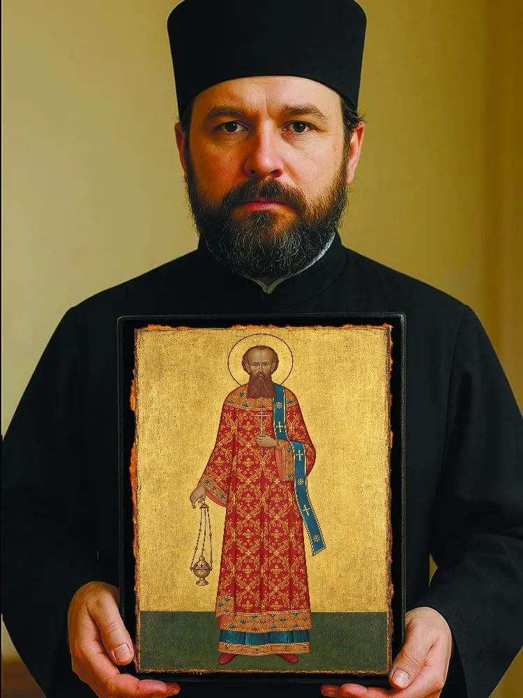 Иоанн Плотников, диакон — Резной оборот с крестом «Спаси и сохрани»