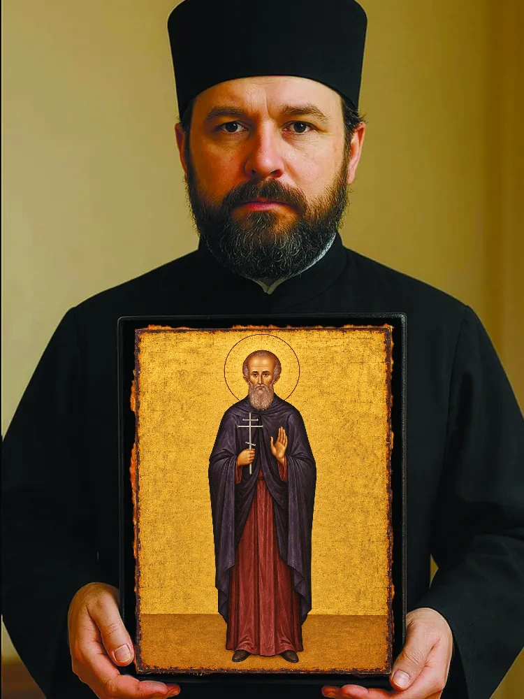 Преподобномученик Феодор (Никитин), монах — Резной оборот с крестом «Спаси и сохрани»