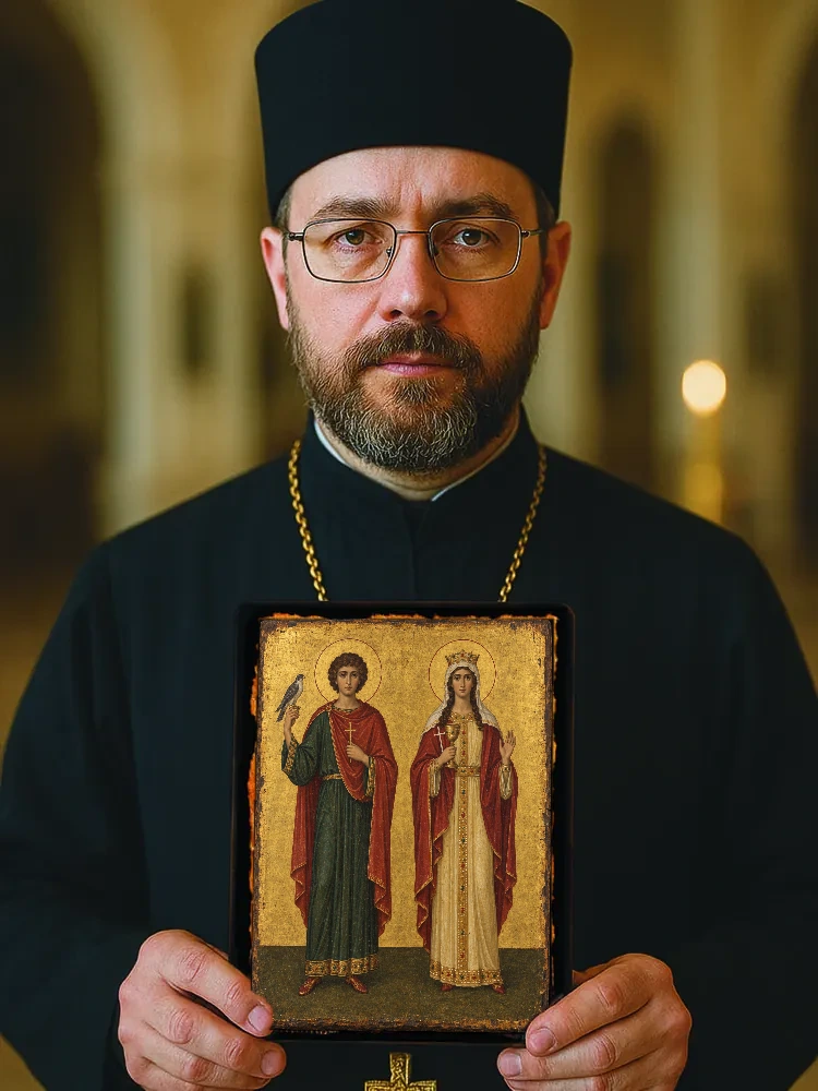 Трифон, мученик и Варвара — Большой храмовый и подарочный формат 30×40 см