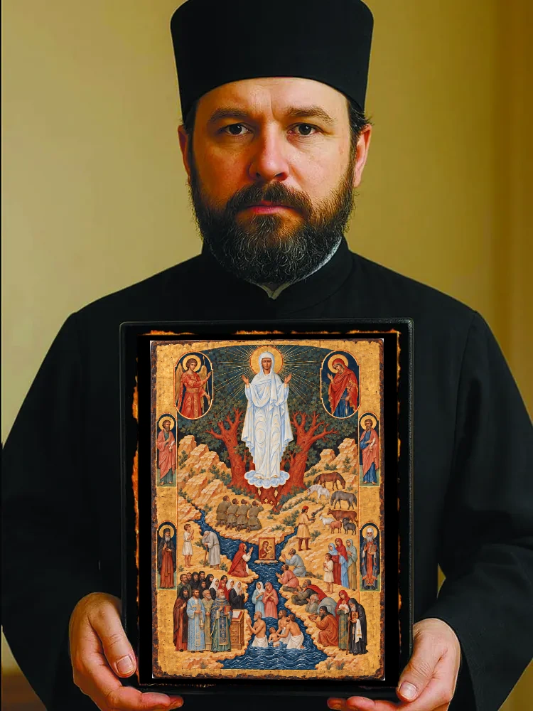 Целительница Киселевская — Резной оборот с крестом «Спаси и сохрани»