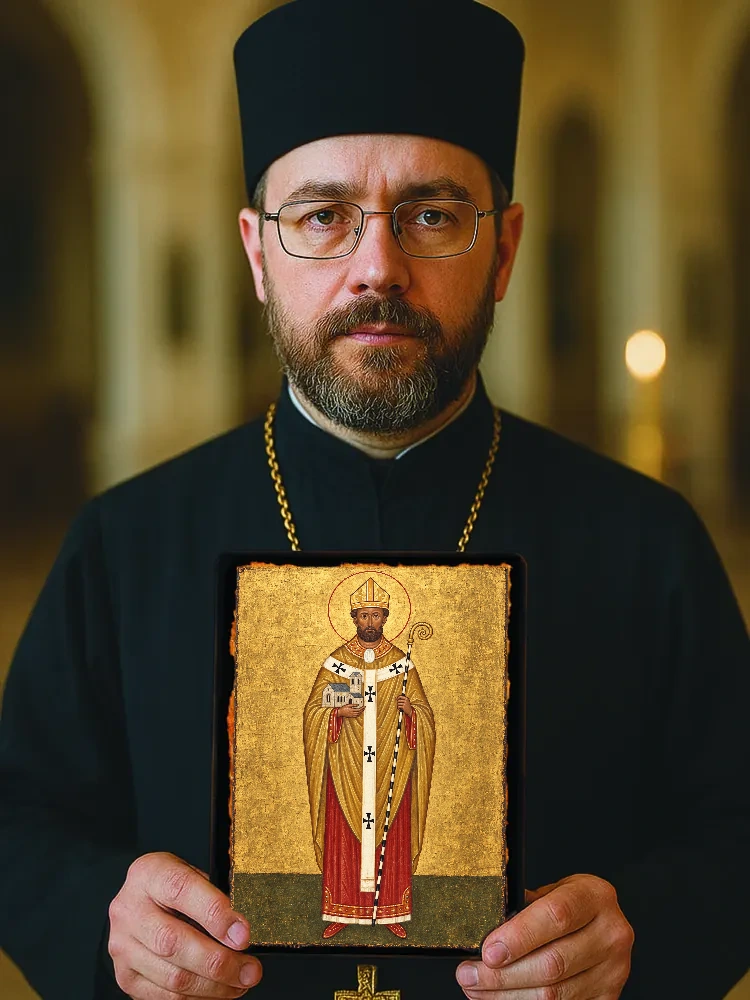 Святитель Августин, архиепископ Кентерберийский — Большой храмовый и подарочный формат 30×40 см