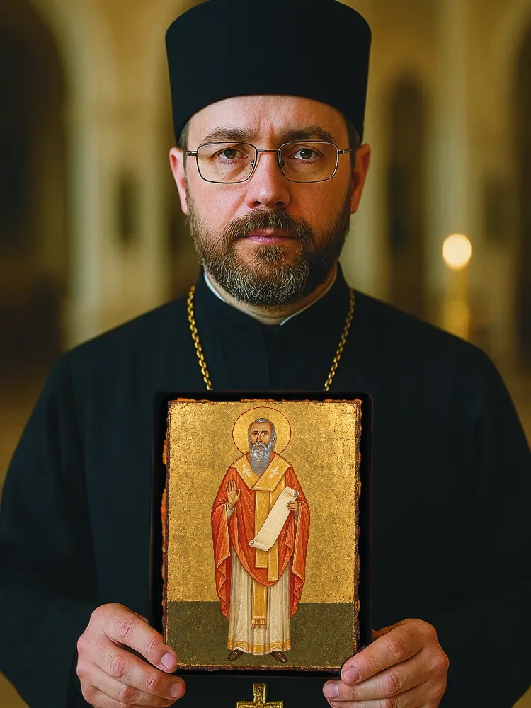 Святитель Амвросий (Хелая), католикос-патриарх, исповедник — Большой храмовый и подарочный формат 30×40 см