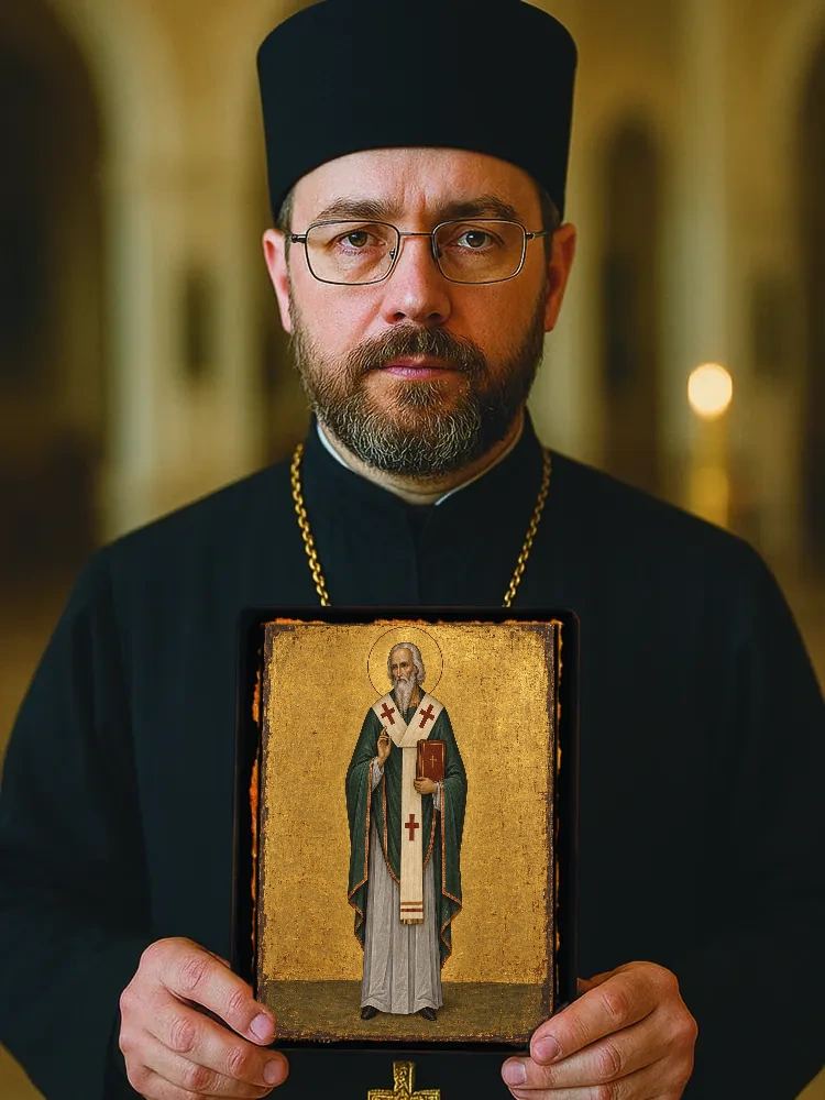 Святитель Луп, епископ Труа — Большой храмовый и подарочный формат 30×40 см