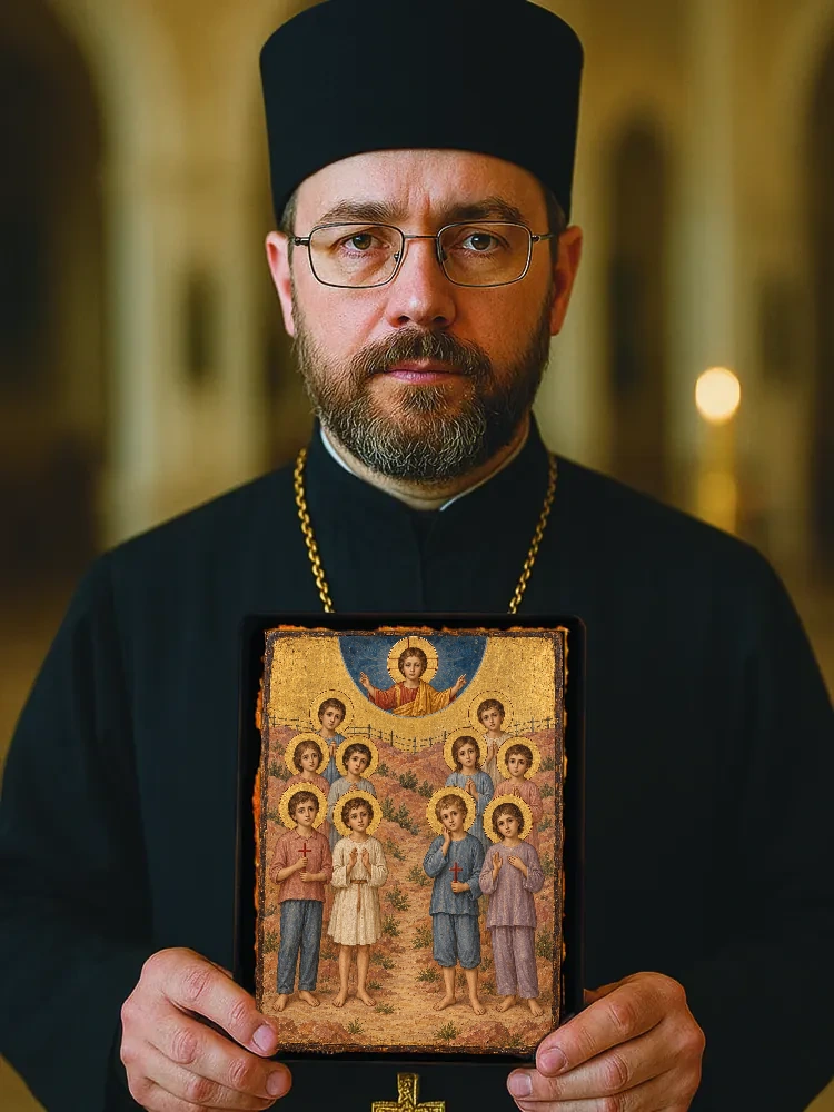 Собор святых детей-мучеников Ястребарских и Сисакских — Большой храмовый и подарочный формат 30×40 см