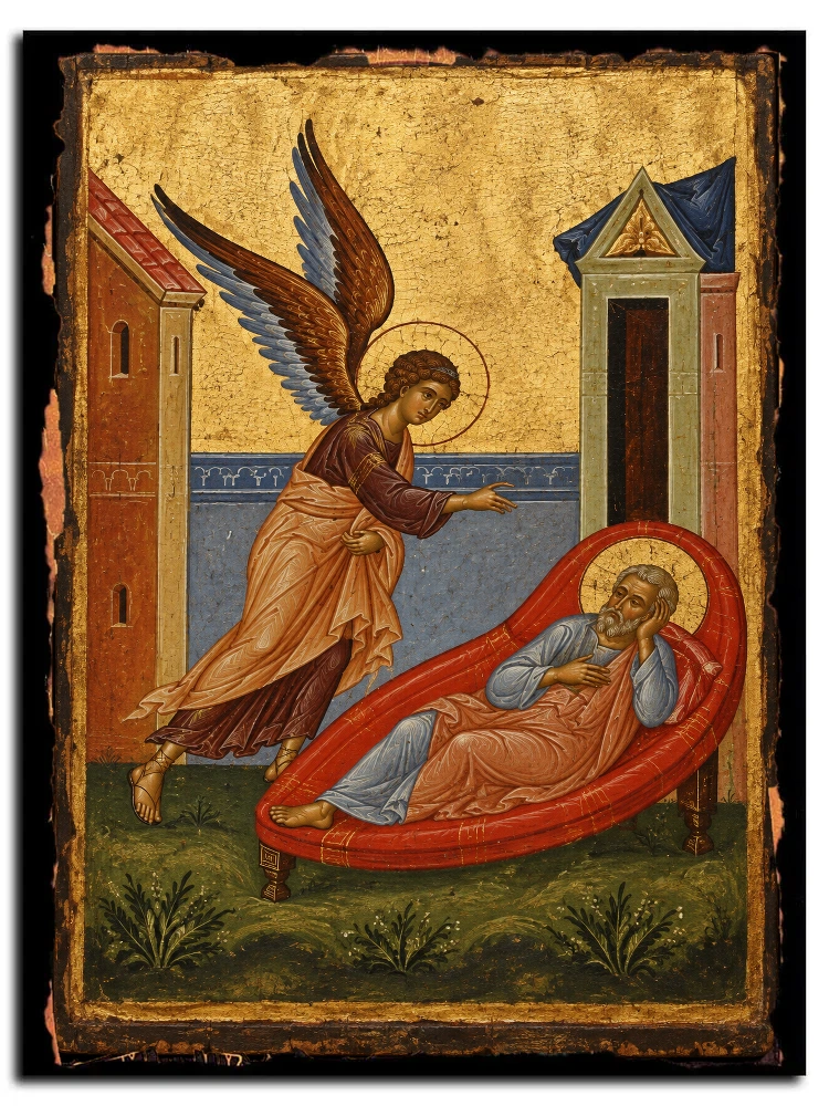 Сон Иосифа (Явление ангела Иосифу) — икона на дереве
