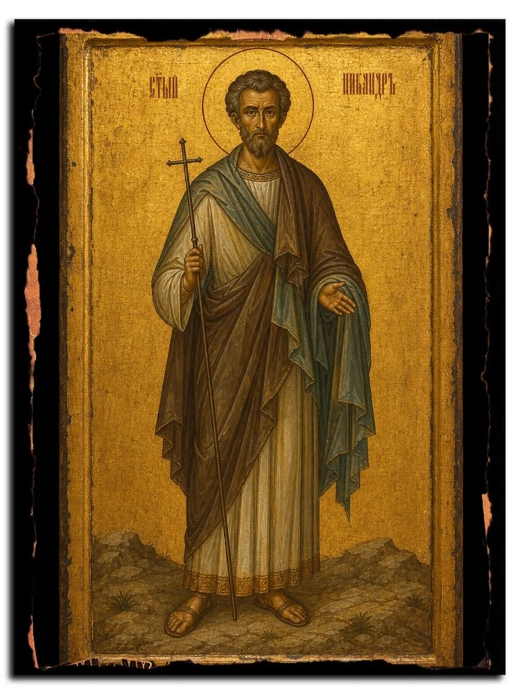 Никандр Египтянин, врач, мученик — икона на дереве ручной работы