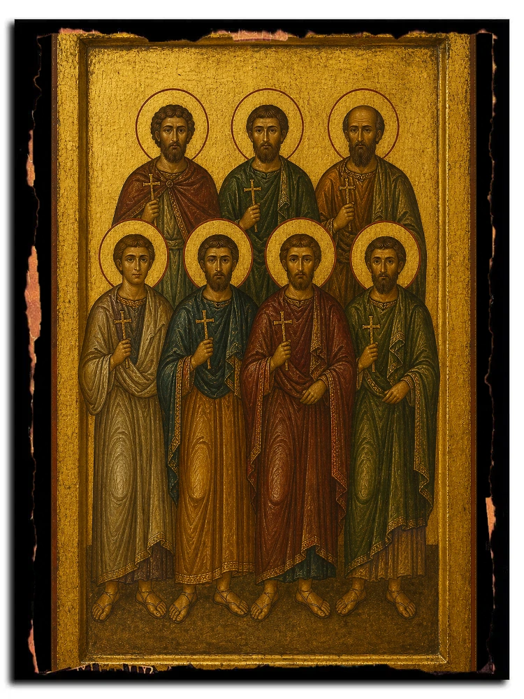 Мученики Александр, Алфей, Зосима, Марк, Никон, Неон, Илиодор и прочие — икона на дереве ручной работы