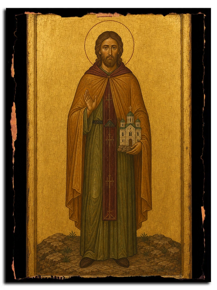 Аврамий (Авраамий) Печерский, Трудолюбивый, преподобный — икона на дереве ручной работы