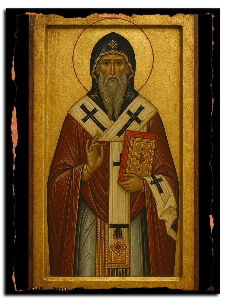 Феофан Никейский, Константинопольский, творец канонов, епископ, преподобный — икона на дереве ручной работы