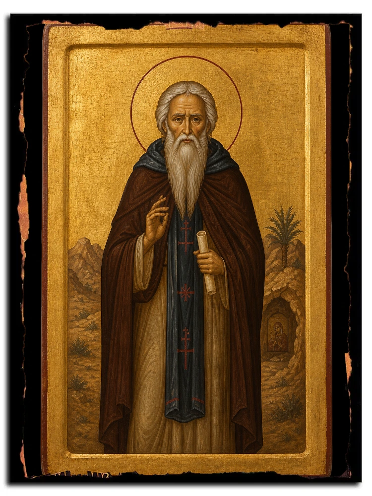 Косма Фаранский (Палестинский), Антиохийский, отшельник, преподобный — икона на дереве ручной работы