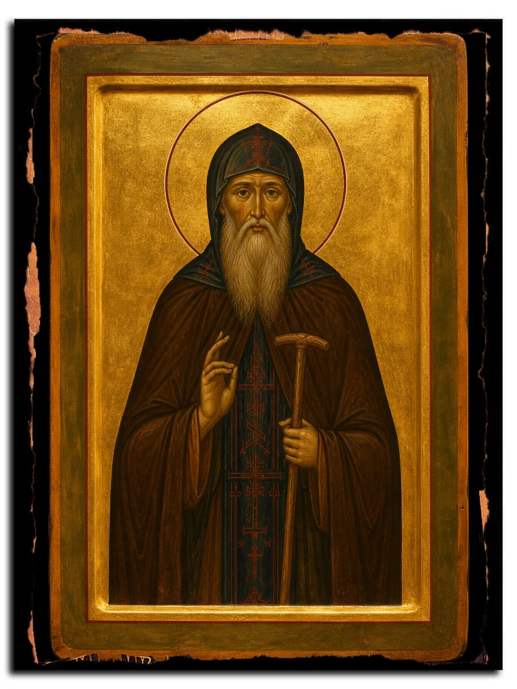 Онуфрий Перцовский, Вологодский, преподобный — икона на дереве ручной работы