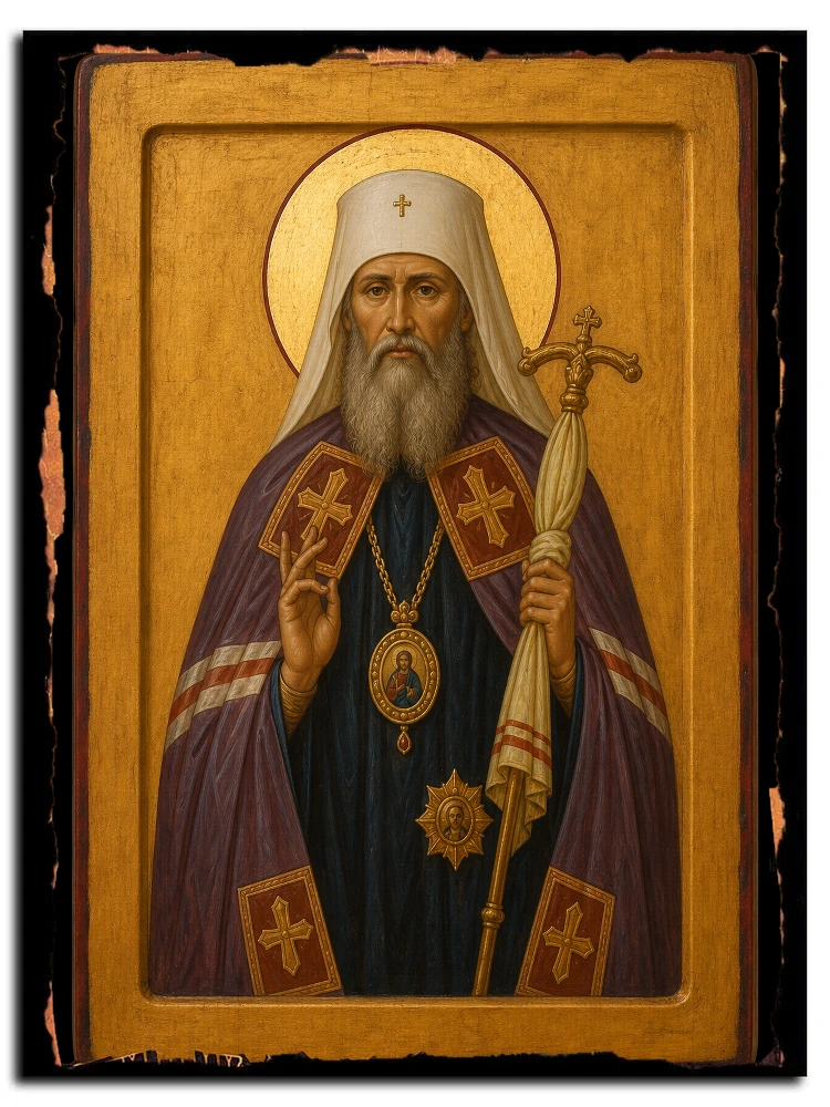 Тихон (Никаноров), архиепископ Воронежский, священномученик — икона на дереве ручной работы