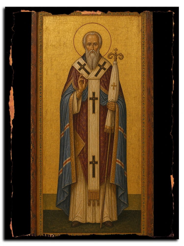 Митрофан (в схиме Макарий), епископ Воронежский, святитель — икона на дереве ручной работы