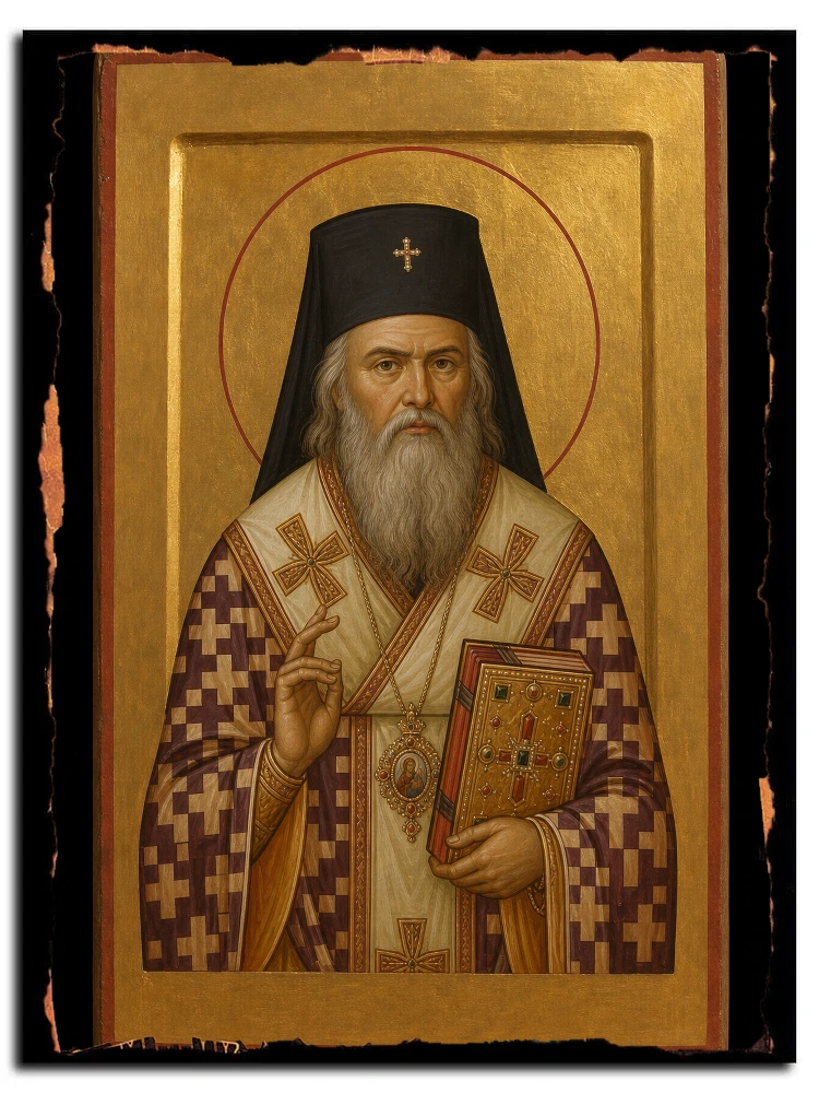 Николай (Велимирович), епископ Сербский, Охридский и Жичский, святитель — икона на дереве ручной работы