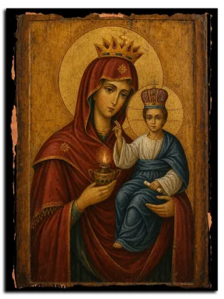 Неугасимая Лампада — икона на дереве