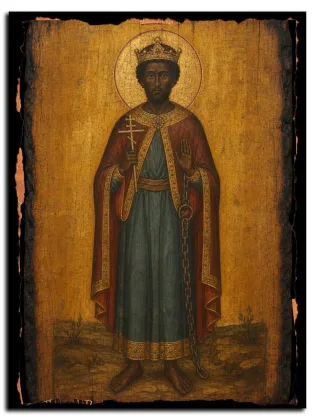 Елезвой Эфиопский, царь, затворник — икона на дереве
