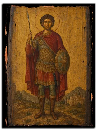 Акакий Каппадокиянин, Византийский, сотник — икона на дереве