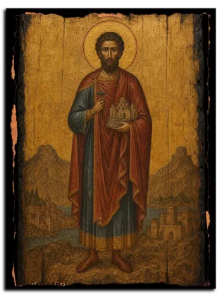 Конон Мандонский (Памфилийский), градарь — икона на дереве