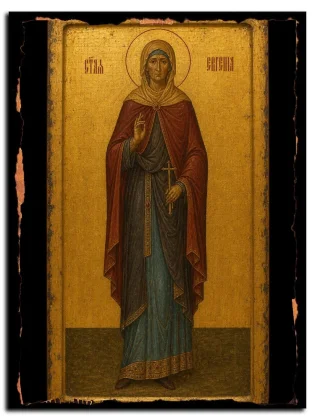 Евгения Доможирова, мученица — икона на натуральном дереве