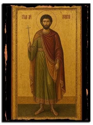 Леонтий Никопольский, мученик — икона на натуральном дереве