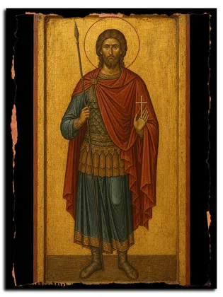 Севастиан Медиоланский и дружина его, мученик — икона на дереве