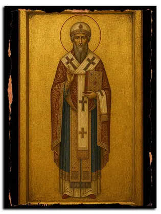 Сисиний Кизический, епископ, мученик — икона на дереве