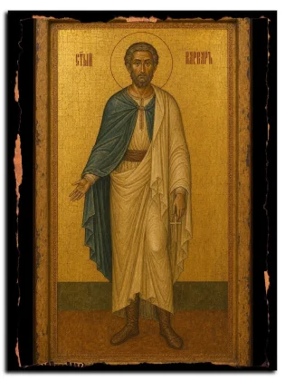 Варвар Луканский, бывший разбойник, мученик — икона на натуральном дереве