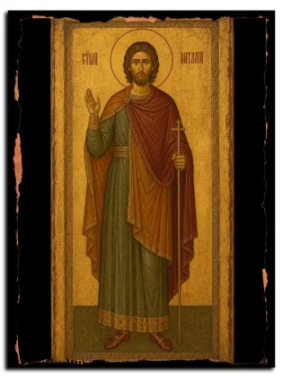 Виталий Керкирский, мученик — икона на натуральном дереве