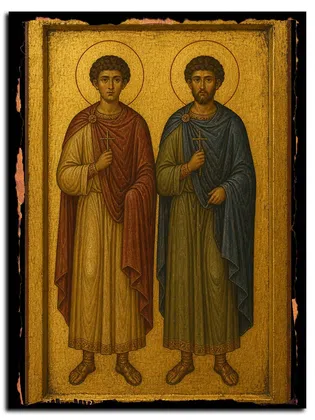 Мученики Акепсий и Аифал Арбесские (Персидские) — икона на дереве