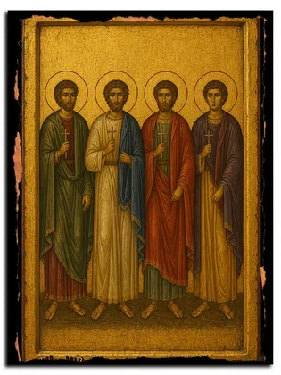 Мученики Елпидифор, Дий, Вифоний и Галик — икона на дереве