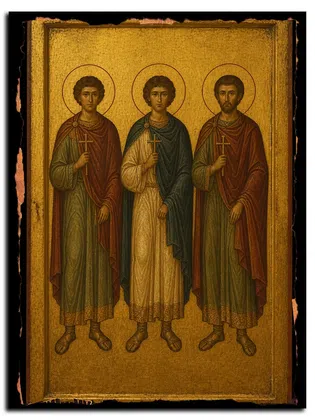 Мученики Феона, Христофор и Антонин Никомидийские — икона на дереве