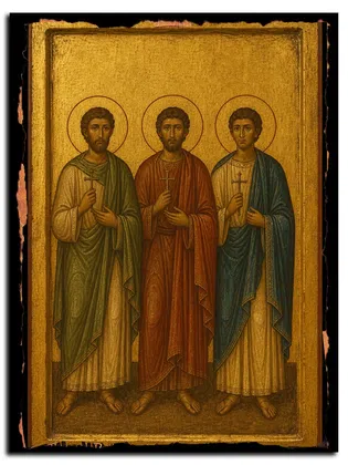 Мученики Илия, Пров и Арис, Египтяне — икона на дереве