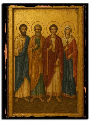 Мученики Ипполит, Ириней, Авундий и Конкордия, в Риме — икона на дереве