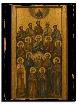 Мученики Кесарий, Дасий и иные — икона на дереве