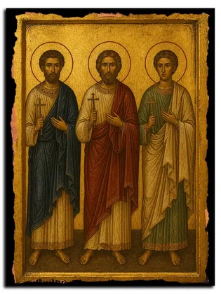 Мученики Закхей, диакон Гадаринский, и Алфей, чтец Кесарийский — икона на дереве